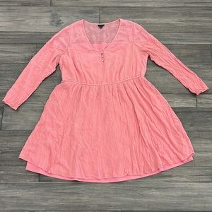 Torrid Dress A line Womens Pink Flare‎ Long Sleeve Floral Lace V Neck Plus Size